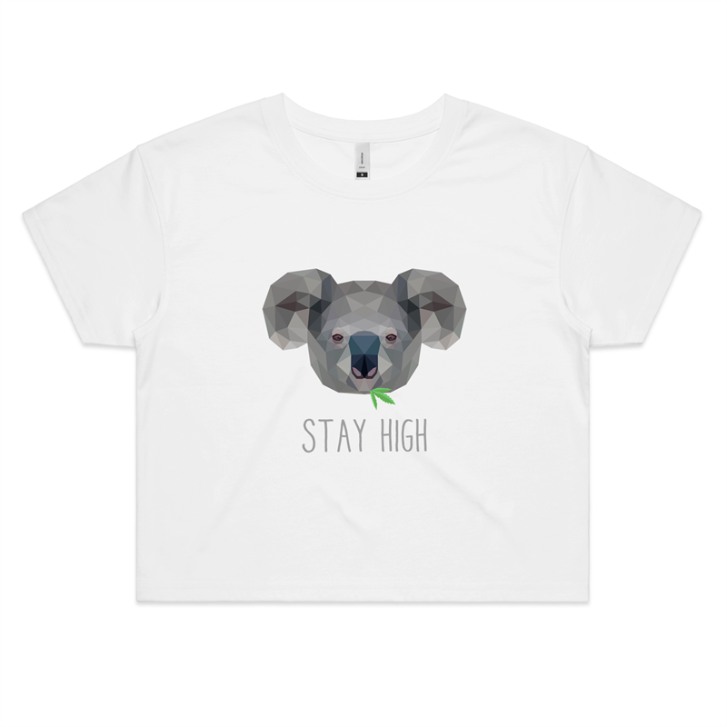 Stay High Koala T - Womens Crop Tee